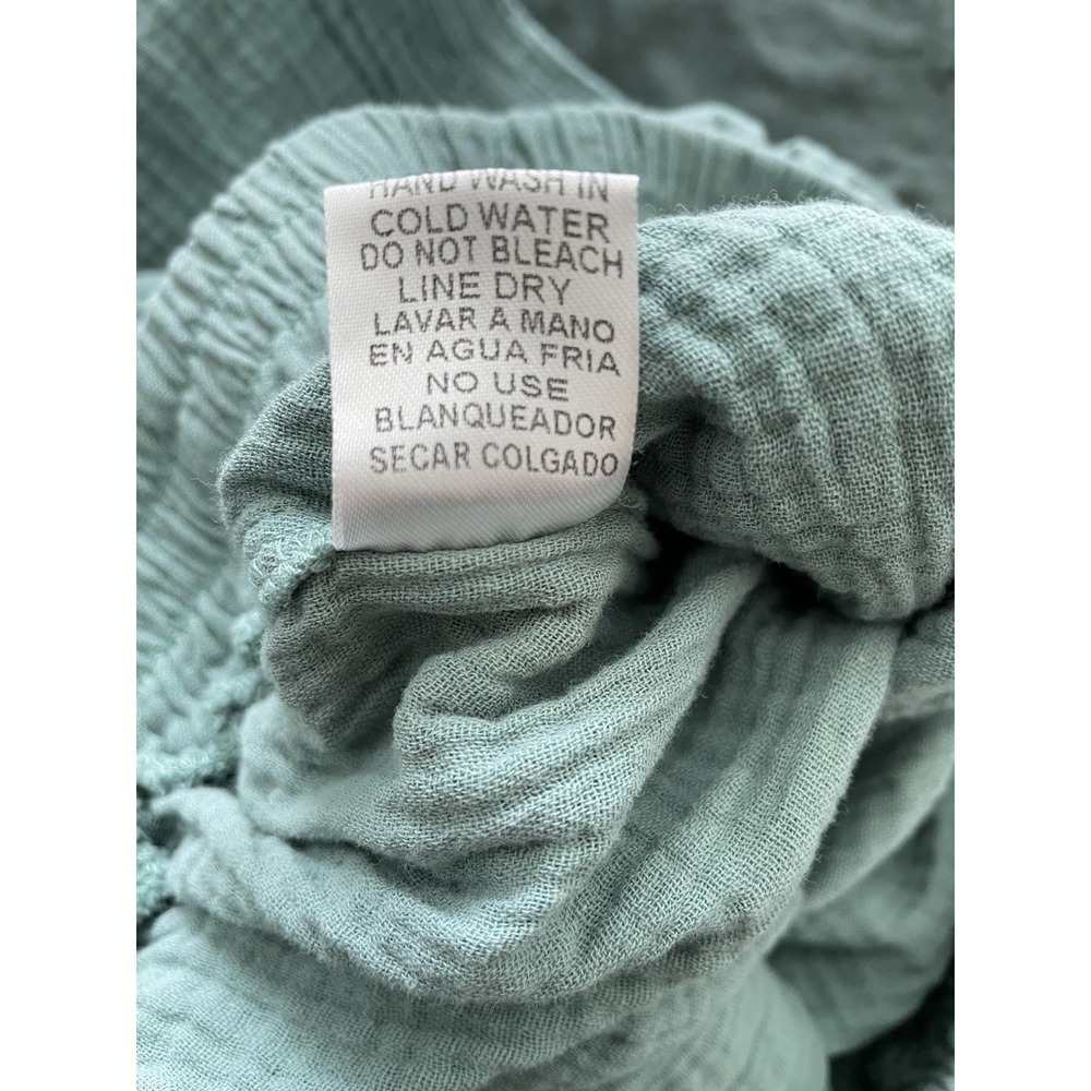 Entro Pants Sage Green L Cotton Gauze Balloon Cargo Boho Lagenlook Elastic Waist - Picture 6 of 11